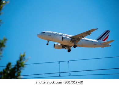 MÁLAGA, SPAIN, 06 July 2021.  Airbus A319 Of AirFrance. Airbus A319 Landing At Malaga AirPort