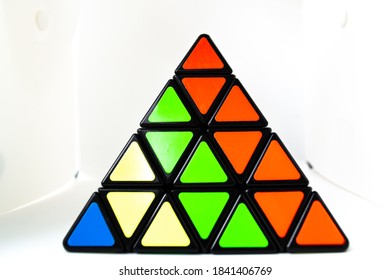 Spain; 10/26/2020: Lateral View Of A Rubik's Pyramid