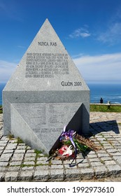 Gijón, Spain;; 5.30.2021: Granite Monolith In Homage To The Asturian Victims Of The Nazis