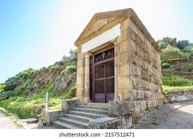 Alcántara, Spain. April 30, 2022. Complete Roman Temple Preserved In Spain Next To The Alcantara Bridge In Extremadura