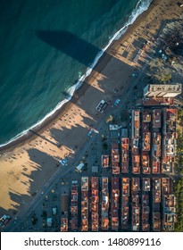 Spain, Barcelona, Aerial View Of La Barceloneta