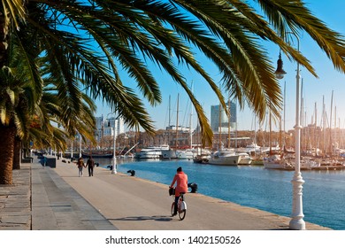 Spain, Barcelona, April, 12, 2019 - View of the seaport of Barcelona