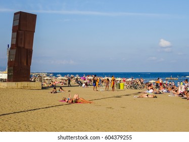 Spain Barcelona Barceloneta Beach 13092016 Local Stock Photo