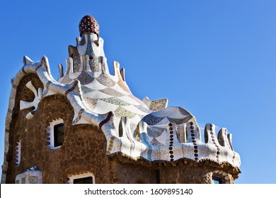 SPAIN, BARCELONA - OCT 22, 2019:  Guell Park, Barcelona, Cataloania, Spain. Protected By UNESCO, Architect Antoni Gaudí.
