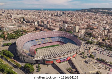 Spain, Barcelona, October 2018 - Aerial View Of Camp Nou, Home Stadium Of FC Barcelona