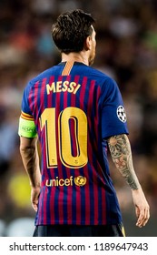 SPAIN, BARCELONA - September 18 2018: Lionel Messi Shirt On The Back With Number 10 During The FC Barcelona - PSV Champions League Match