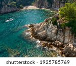 Spain. Blanes. Botanical Garden. Rocky cove with a secluded beach