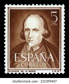 Spain - CIRCA 1951: A Stamp Printed In Spain, Shows Portrait Pedro Calderon De La Barca, Spanish Dramatist, Poet, Circa 1951