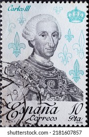 SPAIN - CIRCA 1978: A Postage Stamp From Spain, Showing A Portrait Of The Spanish King Carlos III Of The House Of Bourbon. Circa 1978