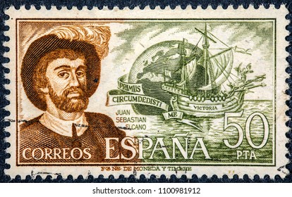 SPAIN - CIRCA 1978: A Stamp Printed In SPAIN Shows Juan Sebastian Elcano