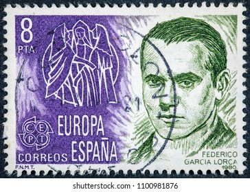 SPAIN - CIRCA 1980: A Stamp Printed In Spain Showing The Universal Poet Federico García Lorca 