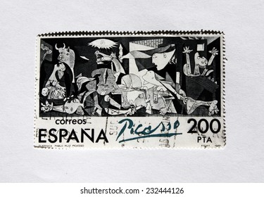 SPAIN - CIRCA 1981: A Postage Stamp Printed In Spain Showing An Image Of Guernica A Pablo Picasso Painting, Circa 1981. 