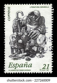 Spain - CIRCA 1997: A Stamp Printed In Spain, Shows Image Of Lazarus And Blind Beggar From Anonymous Spanish Work 