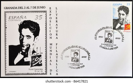 SPAIN - CIRCA 1998: A Stamp Printed In Spain Showing The Universal Poet Federico García Lorca, Circa 1998