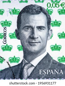 SPAIN - CIRCA  2016: A Stamp Printed In Spain Bearing The Portrait Of King Felipe VI Of Spain