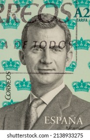 SPAIN - CIRCA 2016: A Stamp Printed In Spain Bearing The Portrait Of King Felipe VI Of Spain
