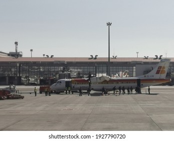 Málaga, Spain - February 17, 2021: External View Of Málaga Airport In Spain