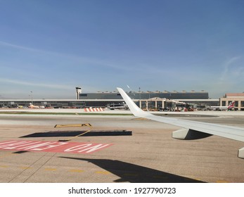 Málaga, Spain - February 17, 2021: External View Of Málaga Airport In Spain