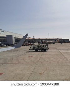 Málaga, Spain - February 17, 2021: External View Of Málaga Airport In Spain.