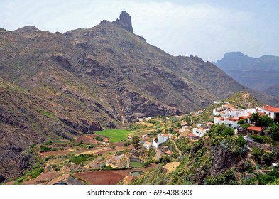 Spain. Gran Canaria. Mountain Landscape. Valley With Villages