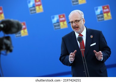 Spain, Madrid - 29 June, 2022: Latvian President Egils Levits Speaks To The Media At The NATO Summit In Madrid, Spain.