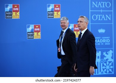 Spain, Madrid - 30 June, 2022: NATO Secretary General Jens Stoltenberg (R) Attends The NATO Summit In Madrid, Spain.