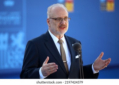 Spain, Madrid - 30 June, 2022: Latvian President Egils Levits Speaks To The Media At The NATO Summit In Madrid, Spain.