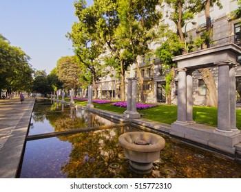 Spain, Madrid, View Of The Paseo Del Prado.