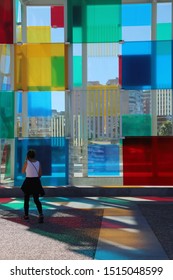 Spain, Malaga: November 2018 - Centre Pompidou  Glass Cube In Málaga