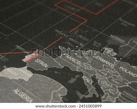 Spain map on the black sheet