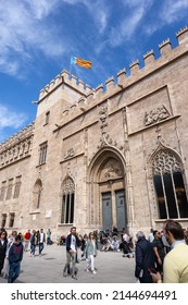 Spain, March 2022: Lonja de la Seda, the Silk Exchange, historical site in Valencia, Spain, Unesco World Heritage building