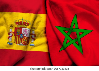 Spain And Morocco Flag Together