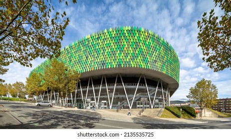 «Bilbao, Spain »; October 25 2021: Bilbao Arena Miribilla Sports Center Exterior.