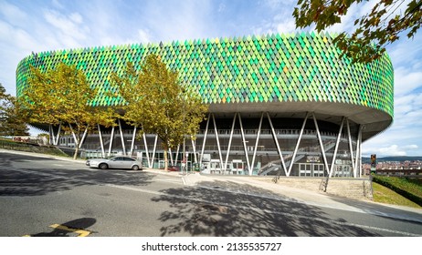 «Bilbao, Spain »; October 25 2021: Bilbao Arena Miribilla Sports Center Exterior.