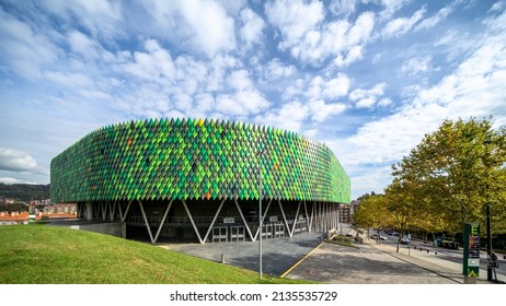 «Bilbao, Spain »; October 25 2021: Bilbao Arena Miribilla Sports Center Exterior.