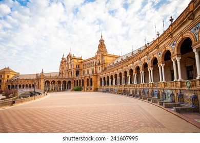 Spain, Seville. Spain Square, A Landmark Example Of The Renaissance Revival Style In Spanish Architecture