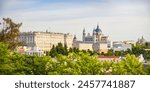 Spain skyline at Santa Maria la Real de La Almudena Cathedral and the Royal Palace - Madrid, Spain