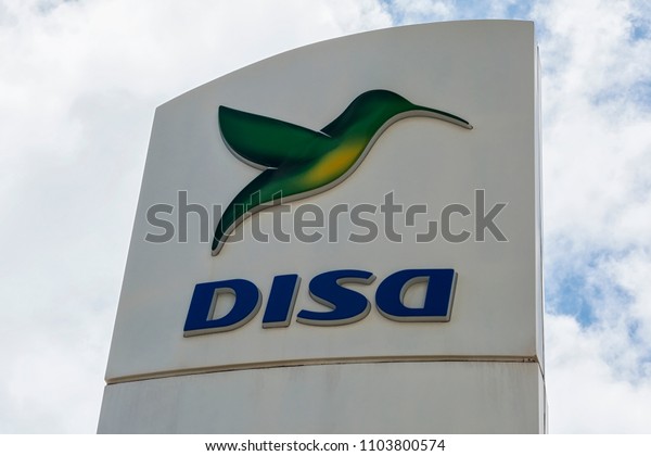 Spain,\
Tenerife - may 13, 2018: logo And name of the leading oil\
distribution company in the Canary\
Islands