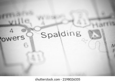 Spalding. Michigan. USA on a geography map.