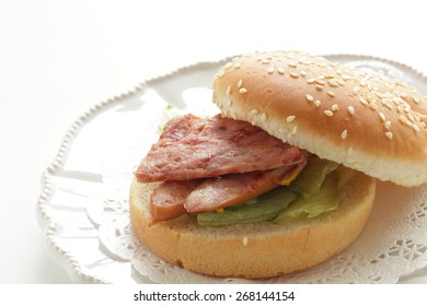 Spam Burger With Sausage For Hawaiian Food Image