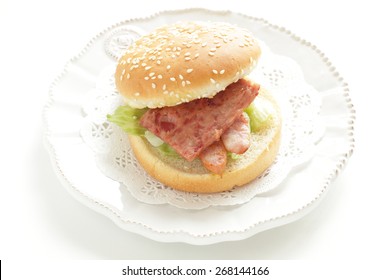 Spam Burger With Sausage For Hawaiian Food Image