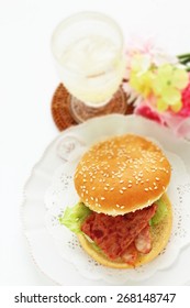 Spam Burger With Sausage For Hawaiian Food Image