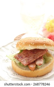 Spam Burger With Sausage For Hawaiian Food Image