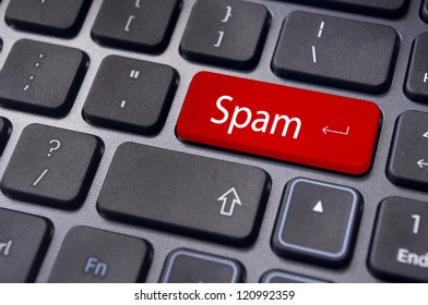 Spam Email Concepts, With Message On Enter Key Of Computer Keyboard.