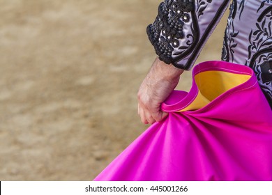 Spanish Bullfighter With The Cape In The Bullring, Spain