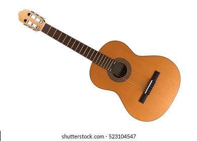 Spanish classic guitar isolated on the white background