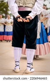 Spanish Couple Wearing Traditional Costumes In A Folkloric Dance