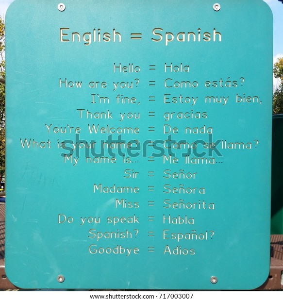 Spanish English Conversion Playground Mistakes Stock Photo Edit Now