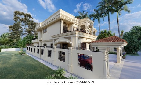 Spanish House 3D Elevation , Size 60'x90' , Render With Lumion.