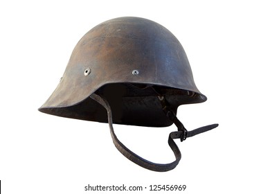 Spanish Military Helmet Isolated On White Background